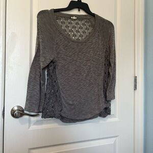 Gray Women's Crochet Knit Top